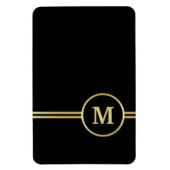 Elegantes, Personalisiertes Monogramm auf schwarz Magnet (Vertikal)