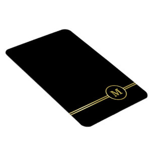 Elegantes, Personalisiertes Monogramm auf schwarz Magnet