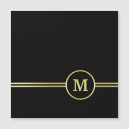 Elegantes, Personalisiertes Monogramm auf schwarz Magnetkarte