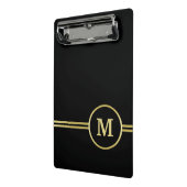 Elegantes, Personalisiertes Monogramm auf schwarz Mini Klemmbrett (Gewinkelt2)