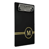 Elegantes, Personalisiertes Monogramm auf schwarz Mini Klemmbrett (Schrägansicht)