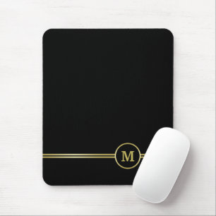 Elegantes, Personalisiertes Monogramm auf schwarz Mousepad