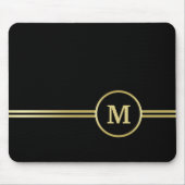 Elegantes, Personalisiertes Monogramm auf schwarz Mousepad (Vorne)