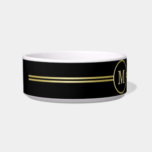 Elegantes, Personalisiertes Monogramm auf schwarz Napf
