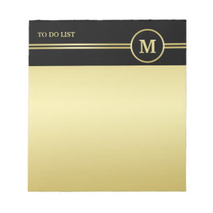 Elegantes, Personalisiertes Monogramm auf schwarz Notizblock