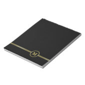 Elegantes, Personalisiertes Monogramm auf schwarz Notizblock (Rotiert)
