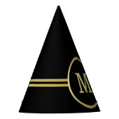 Elegantes, Personalisiertes Monogramm auf schwarz Partyhütchen (Vorderseite)