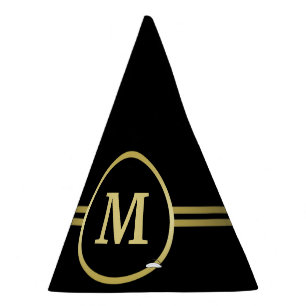 Elegantes, Personalisiertes Monogramm auf schwarz Partyhütchen