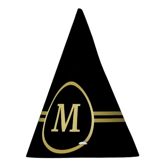 Elegantes, Personalisiertes Monogramm auf schwarz Partyhütchen (Rechts)