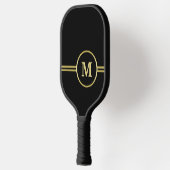 Elegantes, Personalisiertes Monogramm auf schwarz Pickleball Schläger (Links)