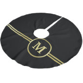 Elegantes, Personalisiertes Monogramm auf schwarz Polyester Weihnachtsbaumdecke (Schrägansicht)