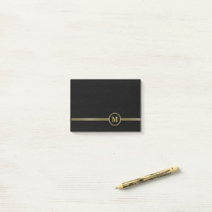 Elegantes, Personalisiertes Monogramm auf schwarz Post-it Klebezettel