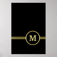 Elegantes, Personalisiertes Monogramm auf schwarz