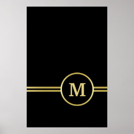 Elegantes, Personalisiertes Monogramm auf schwarz Poster