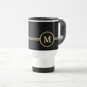 Elegantes, Personalisiertes Monogramm auf schwarz Reisebecher