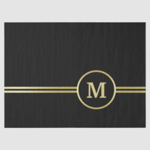 Elegantes, Personalisiertes Monogramm auf schwarz Seidenpapier