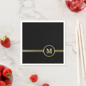 Elegantes, Personalisiertes Monogramm auf schwarz Serviette (Beispiel)