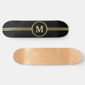 Elegantes, Personalisiertes Monogramm auf schwarz Skateboard (Horizontal)