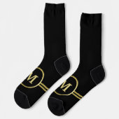 Elegantes, Personalisiertes Monogramm auf schwarz Socken (Linkes Detail)