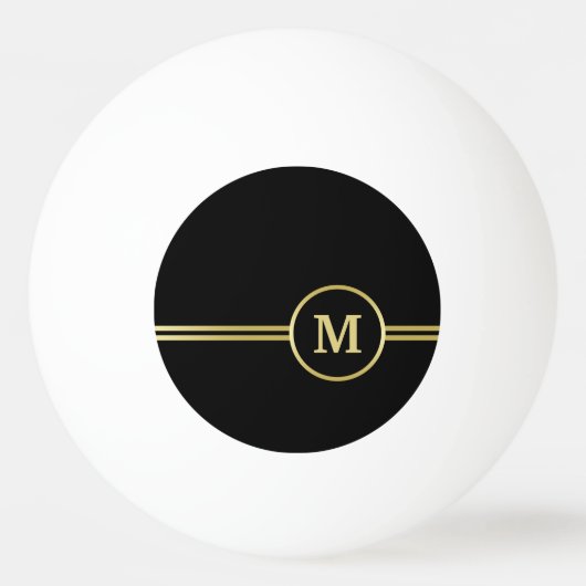 Elegantes, Personalisiertes Monogramm auf schwarz Tischtennisball (Vorderseite)