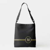 Elegantes, Personalisiertes Monogramm auf schwarz Tragetaschen Mit Langen Trägern (Rückseite)