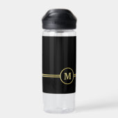 Elegantes, Personalisiertes Monogramm auf schwarz Trinkflasche (Rückseite)