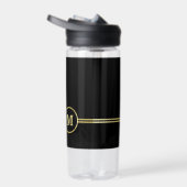 Elegantes, Personalisiertes Monogramm auf schwarz Trinkflasche (Rechts)