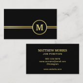 Elegantes, Personalisiertes Monogramm auf schwarz Visitenkarte (Vorne/Hinten)