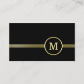 Elegantes, Personalisiertes Monogramm auf schwarz Visitenkarte (Vorderseite)