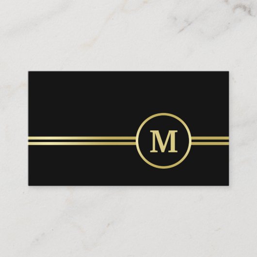 Elegantes, Personalisiertes Monogramm auf schwarz Visitenkarte (Vorderseite)