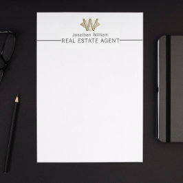 Elegantes Personalisiertes Monogramm aus Weiß und  Briefbogen