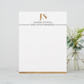 Elegantes Personalisiertes Monogramm aus Weiß und Briefbogen (Stehend Vorderseite)