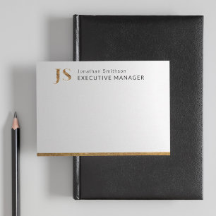 Elegantes Personalisiertes Monogramm aus Weiß und Mitteilungskarte