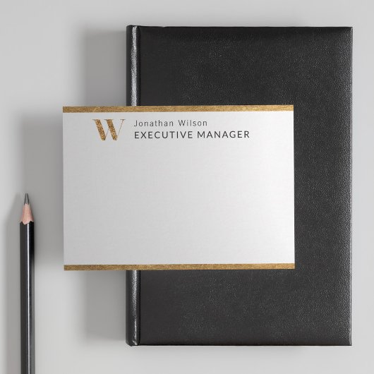 Elegantes Personalisiertes Monogramm aus Weiß und  Mitteilungskarte