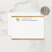 Elegantes Personalisiertes Monogramm aus Weiß und  Mitteilungskarte (Vorderseite/Rückseite Beispiel)