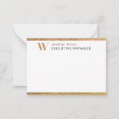 Elegantes Personalisiertes Monogramm aus Weiß und  Mitteilungskarte (Vorderseite)