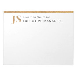 Elegantes Personalisiertes Monogramm aus Weiß und  Notizblock