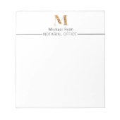 Elegantes Personalisiertes Monogramm aus Weiß und Notizblock (Vorderseite)