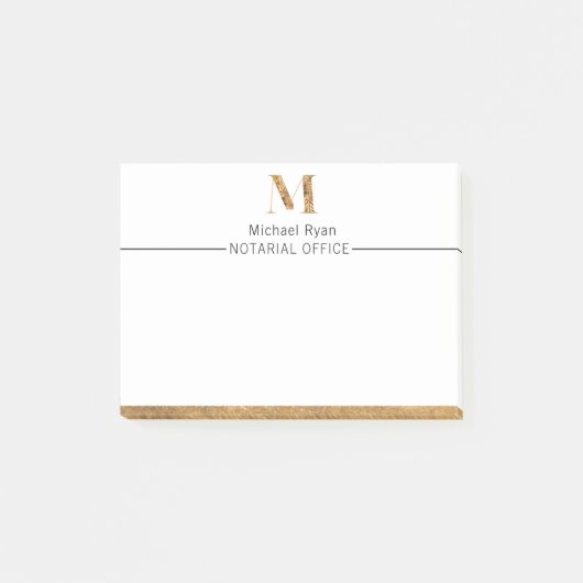 Elegantes Personalisiertes Monogramm aus Weiß und Post-it Klebezettel (Vorderseite)