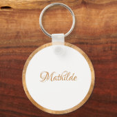 Elegantes Personalisiertes Monogramm aus Weiß und Schlüsselanhänger (Rückseite)