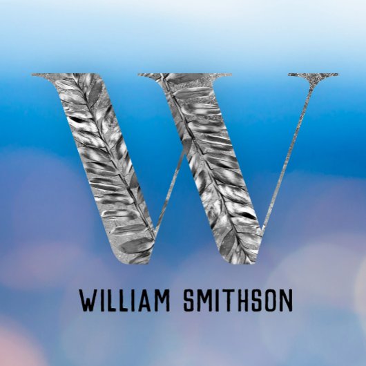 Elegantes Personalisiertes Monogramm aus weißem Si Fensteraufkleber