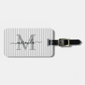 Elegantes Personalisiertes Monogramm Grauer Streif Gepäckanhänger (Vorderseite horizontal)