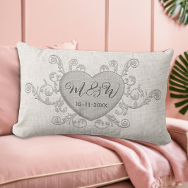 Elegantes Personalisiertes Monogramm Hochzeitsgesc Lendenkissen