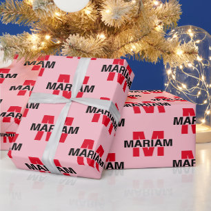 Elegantes personalisiertes Monogramm Name Rosa Ges Geschenkpapier