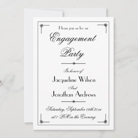 Elegantes Personalisiertes Party der Engagement-Pa Einladung (Vorderseite)