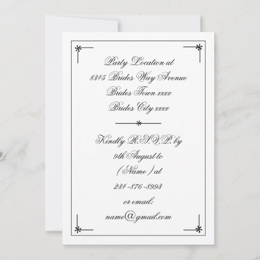 Elegantes Personalisiertes Party der Engagement-Pa Einladung (Rückseite)