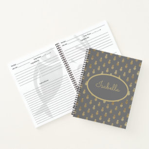 Elegantes Personalisiertes Rezept Graue und golden Notizblock