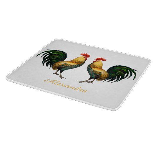 Elegantes Personalisiertes Roosterhühnchen Apr Schneidebrett (Ecke)