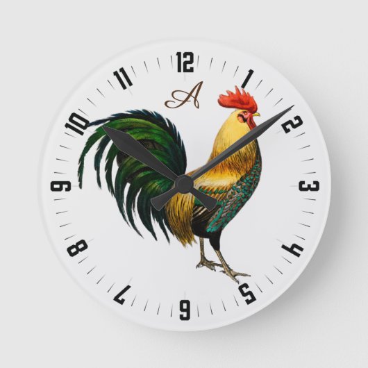 Elegantes Personalisiertes Roster-Huhn Runde Wanduhr (Vorderseite)