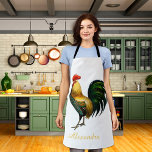 Elegantes Personalisiertes Roster-Huhn Schürze<br><div class="desc">Personalisiert mit einem Monogrammnamen. Elegante Personalisierte Elegante Personalisierte Roster-Huhn Vintage Aquarell-Schürze.</div>